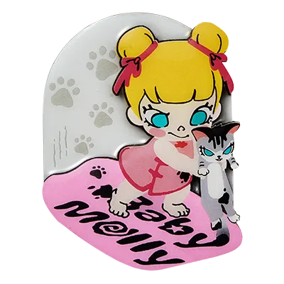 POP MART Baby Molly & Baby Tabby fridge magnet – Furry Brush design