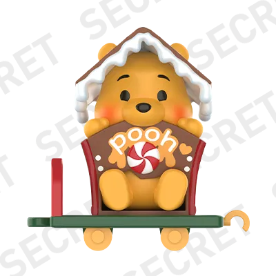 Winnie the Pooh secret figure with festive gingerbread house