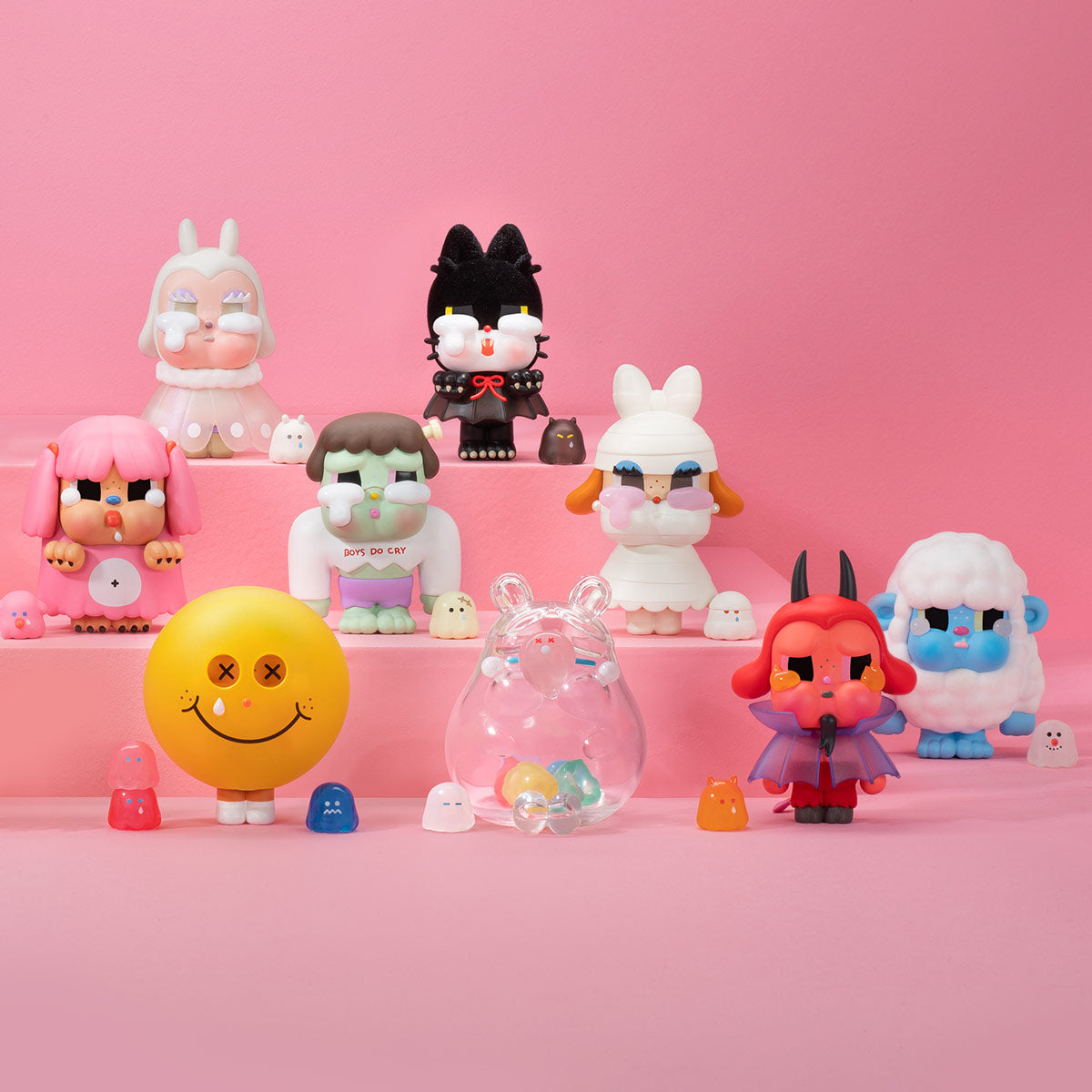 Pop Mart CRYBABY Monster's Tears Series all characters lineup display