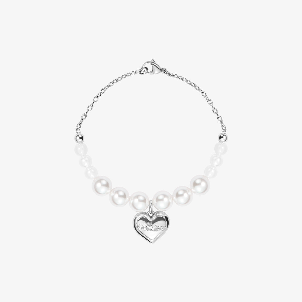Pop Mart Labubu Rock the Universe plush doll accessory silver heart-shaped pearl charm