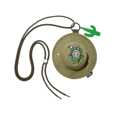 Pop Mart Labubu Fall in Wild Series bucket hat mini bag Cactus design collectible