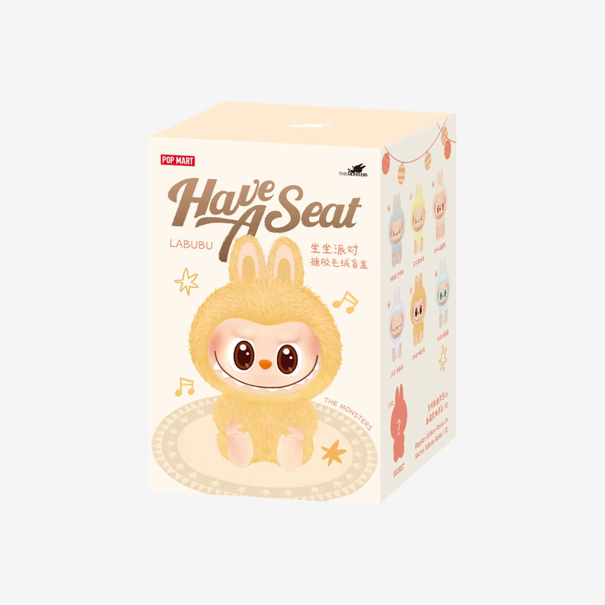 Pop Mart Labubu THE MONSTERS Have a Seat Vinyl Plush Blind Box mini packaging