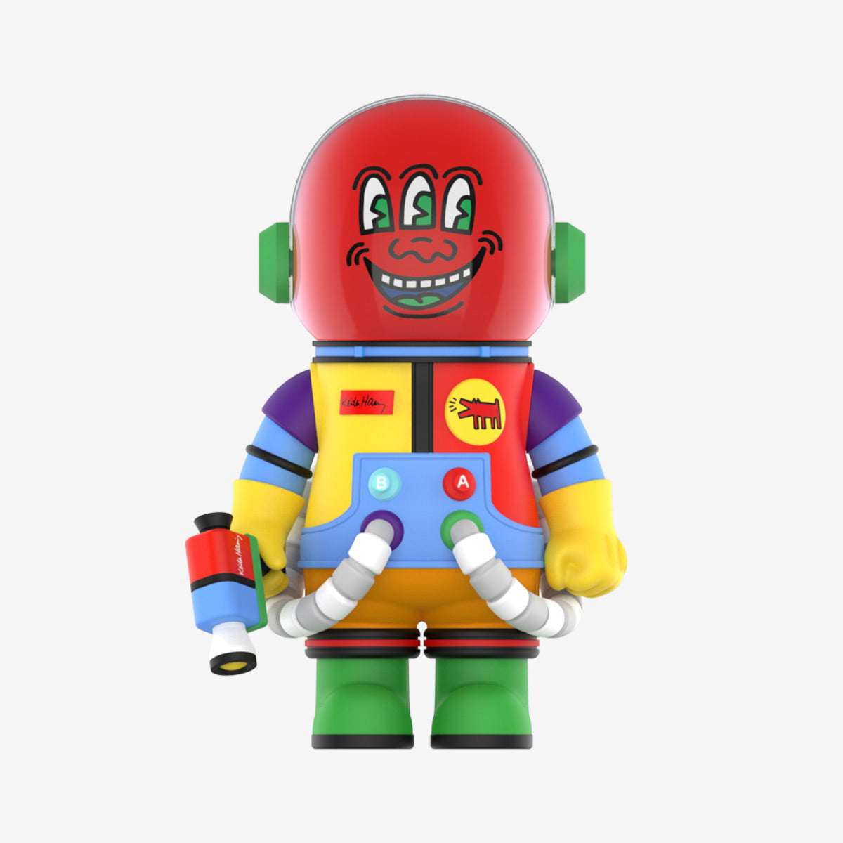 Pop Mart MEGA COLLECTION 1000% SPACE MOLLY × Keith Haring back view — colorful toy figure with a unique design on a white background