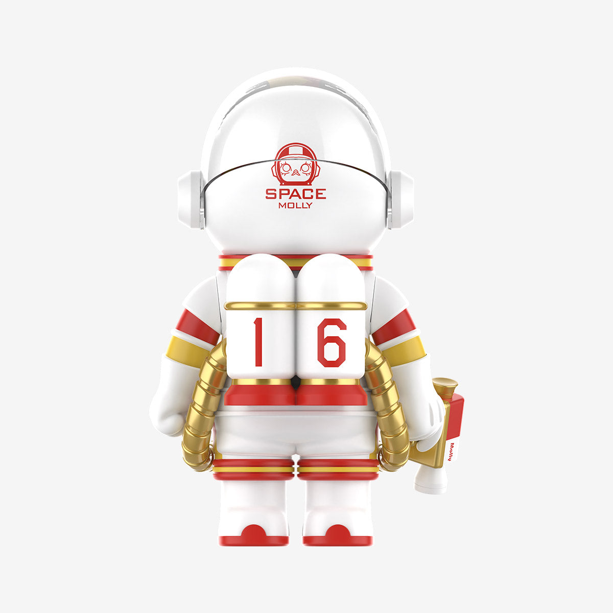 Back view of MEGA SPACE MOLLY 100% China Women’s Basketball Team astronaut collectible in white outfit