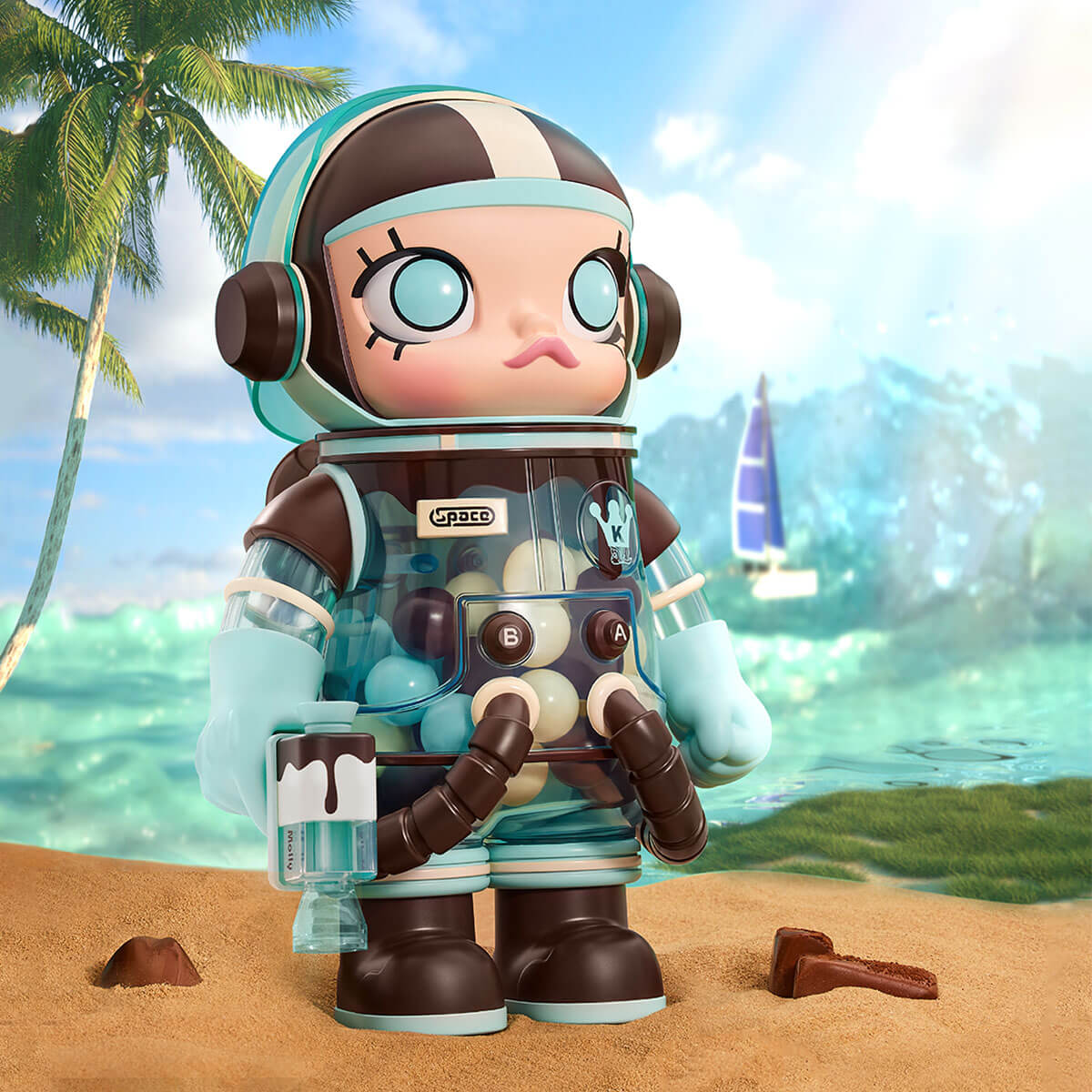 Pop Mart MEGA SPACE MOLLY 1000% Mint Chocolate full showcase