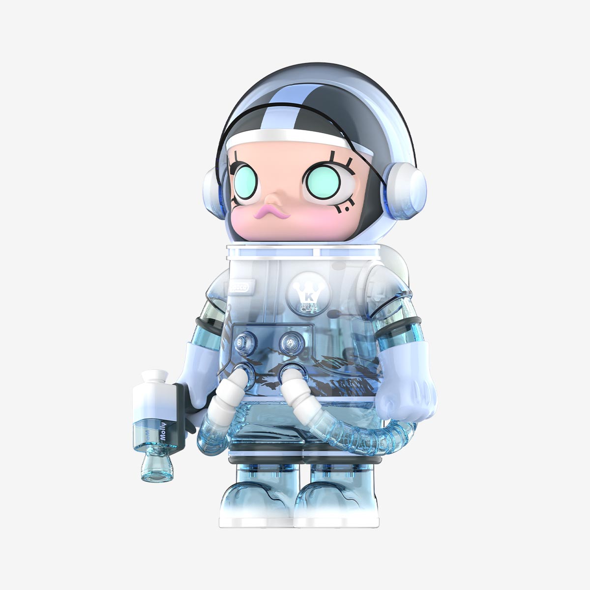 Pop Mart MEGA SPACE MOLLY 400% Glacier 45 degree angle view