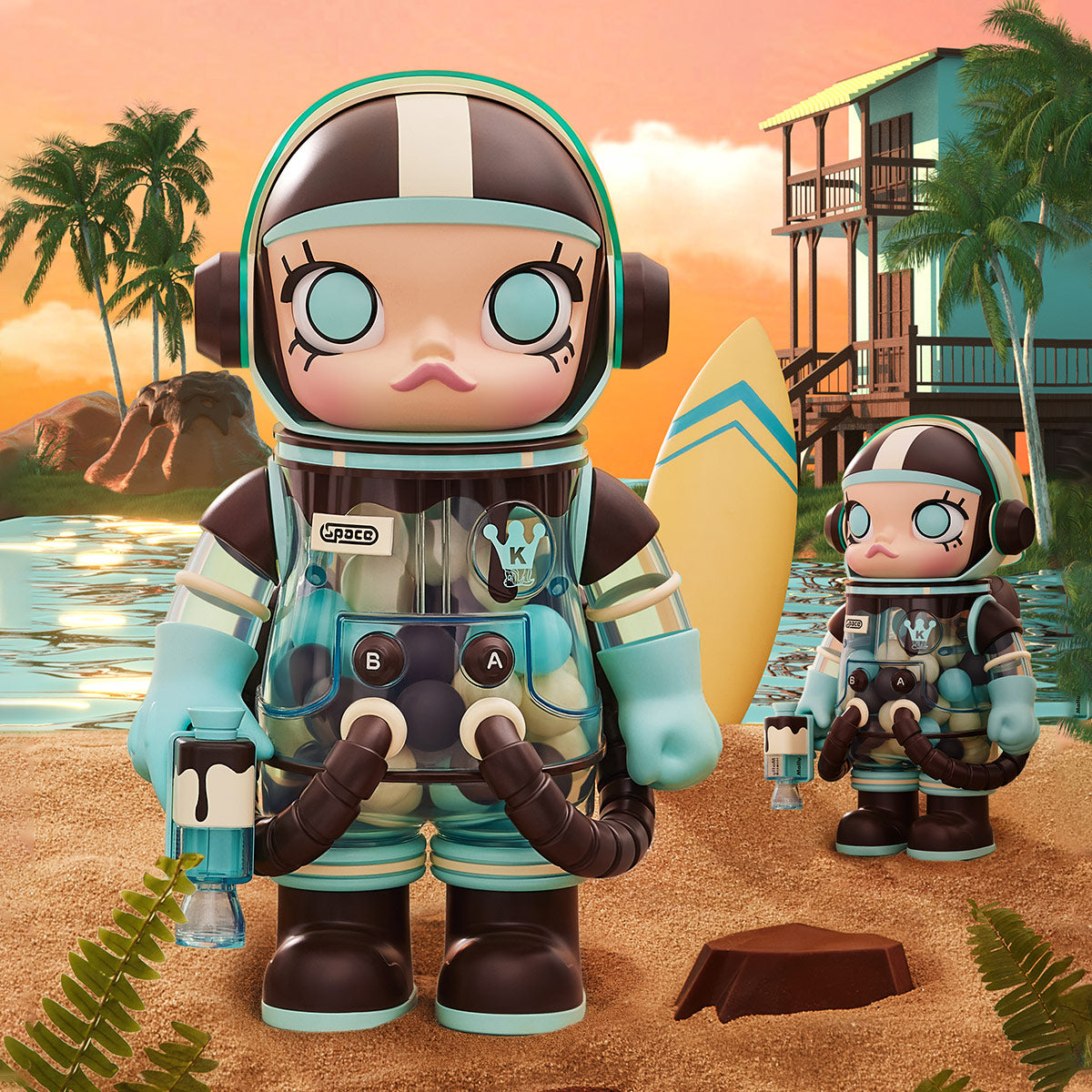 Pop Mart MEGA SPACE MOLLY 400% Mint Chocolate astronaut figure with pastel mint and chocolate-inspired details