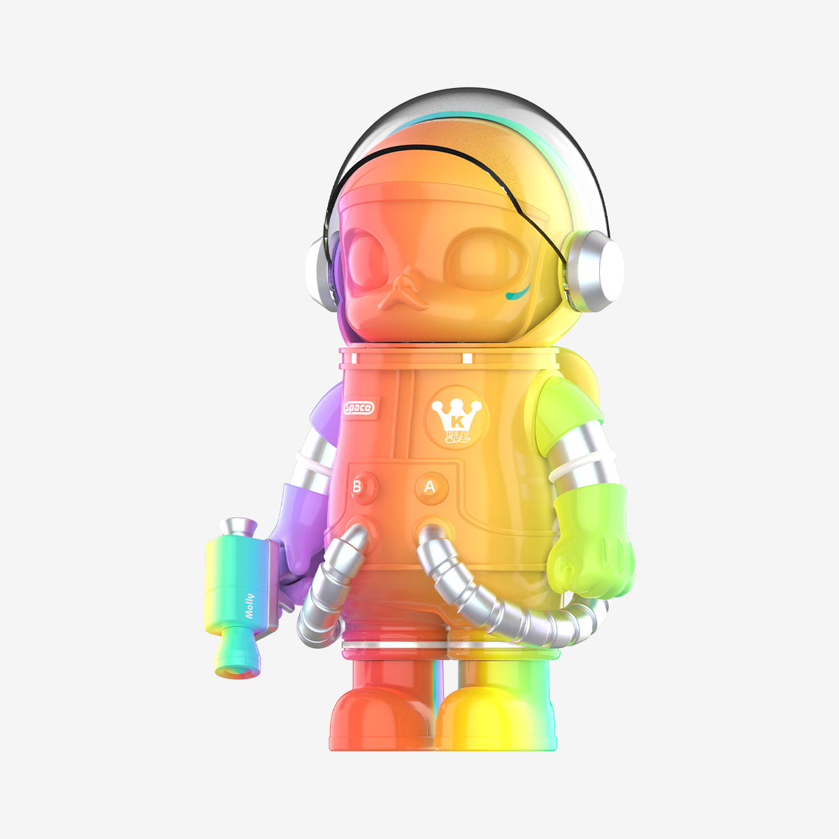 Pop Mart MEGA SPACE MOLLY 400% Rainbow colored version 45 degree angle view
