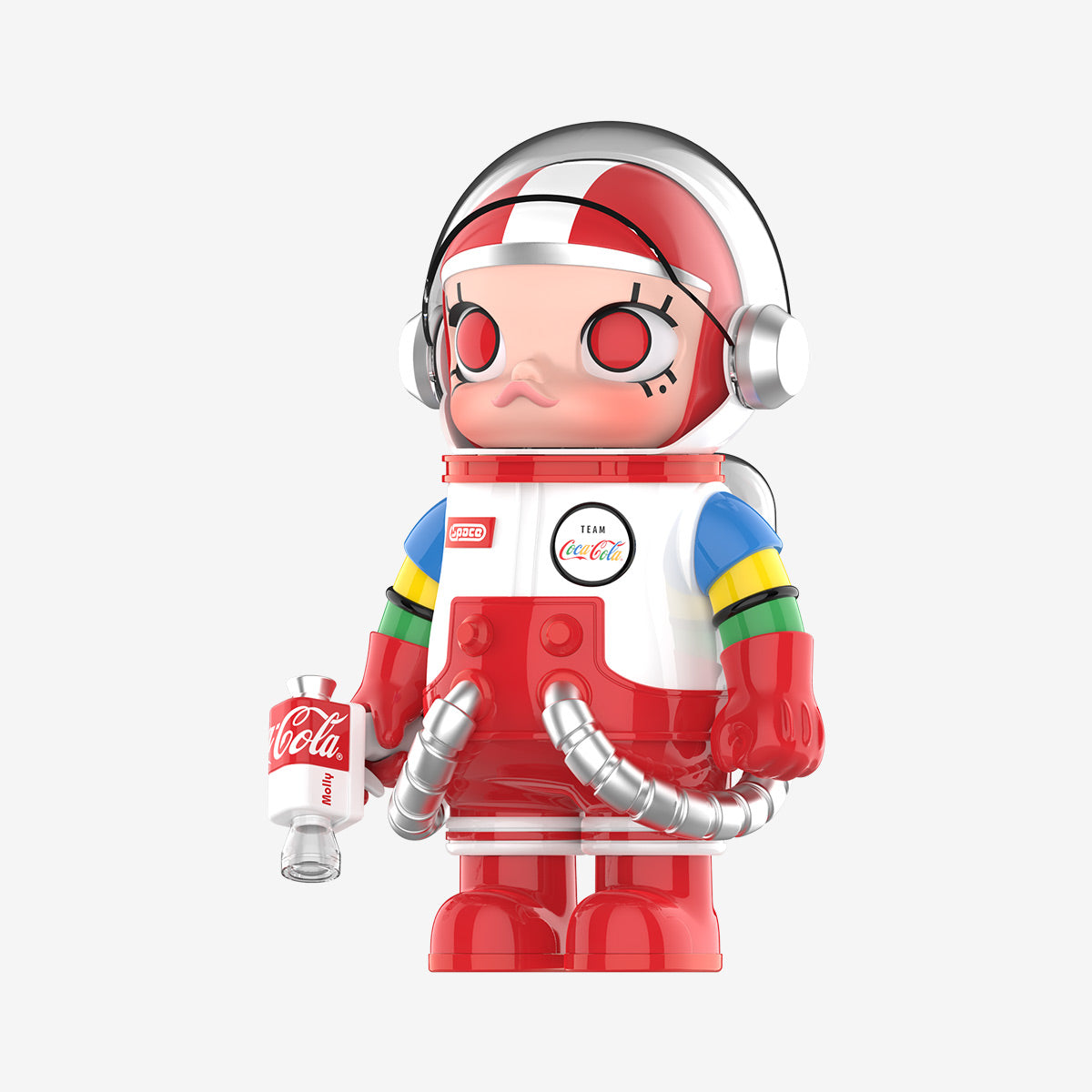 Pop Mart MEGA SPACE MOLLY 400% TEAM COCA-COLA 45 degree angle view