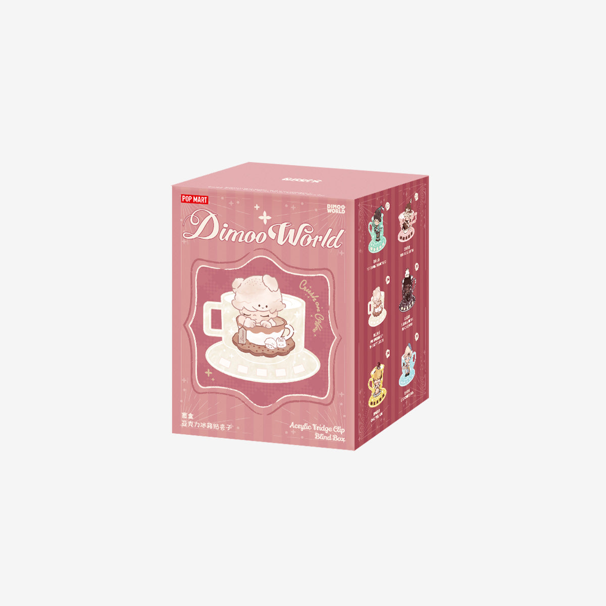 POP MART DIMOO Crush on Coffee Series Acrylic Fridge Magnet Clip Blind Box packaging
